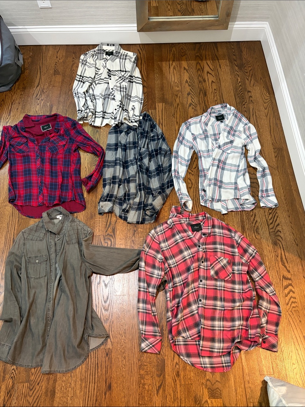 Women’s bundle- Plaid Button-Front Shirt and solids